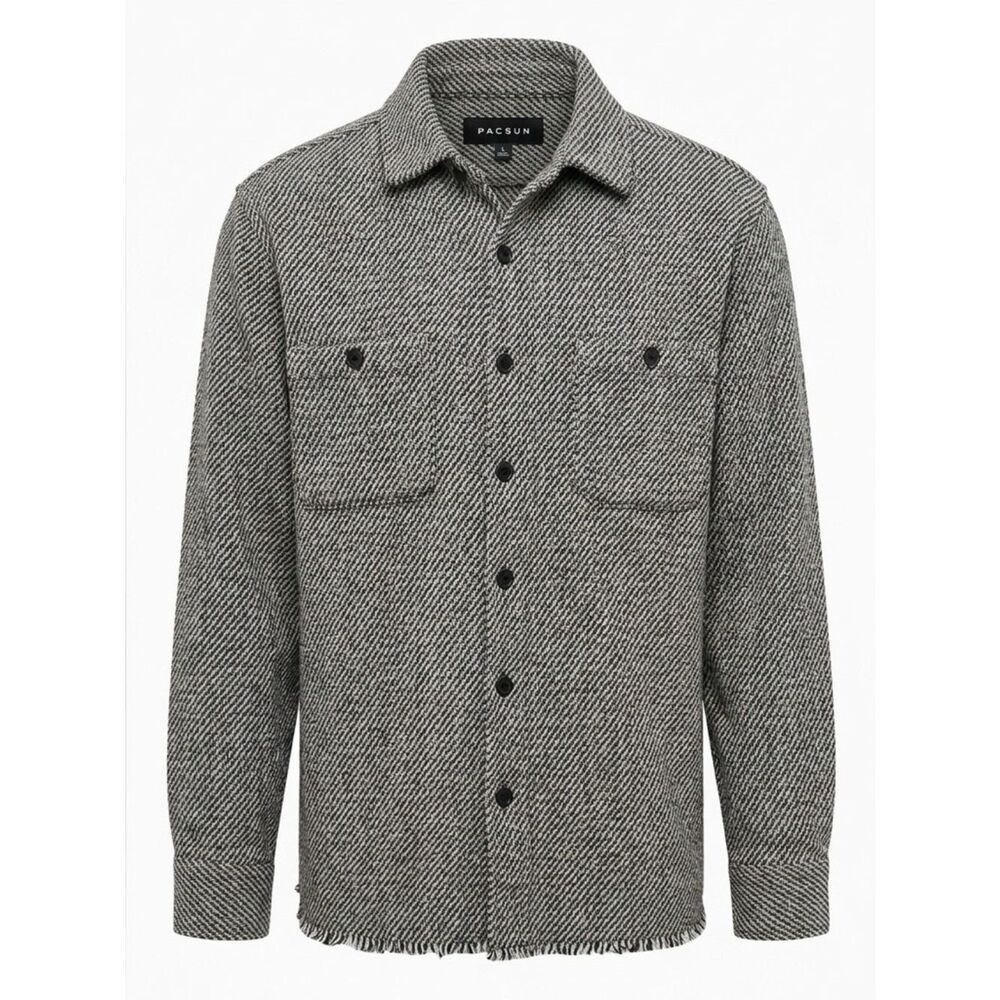 PacSun Black & White Herringbone Shacket Jacket